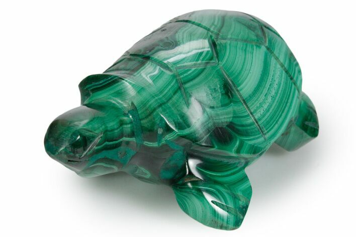 Flowery Malachite Turtle Carving - DR Congo #349333